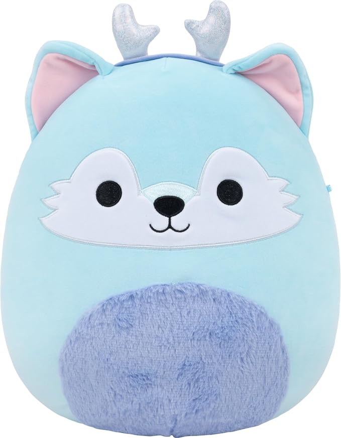 Squishmallows Original 12in Hyde the Blue Wolf with Silver Antlers – Official Jazwares Holiday Plush