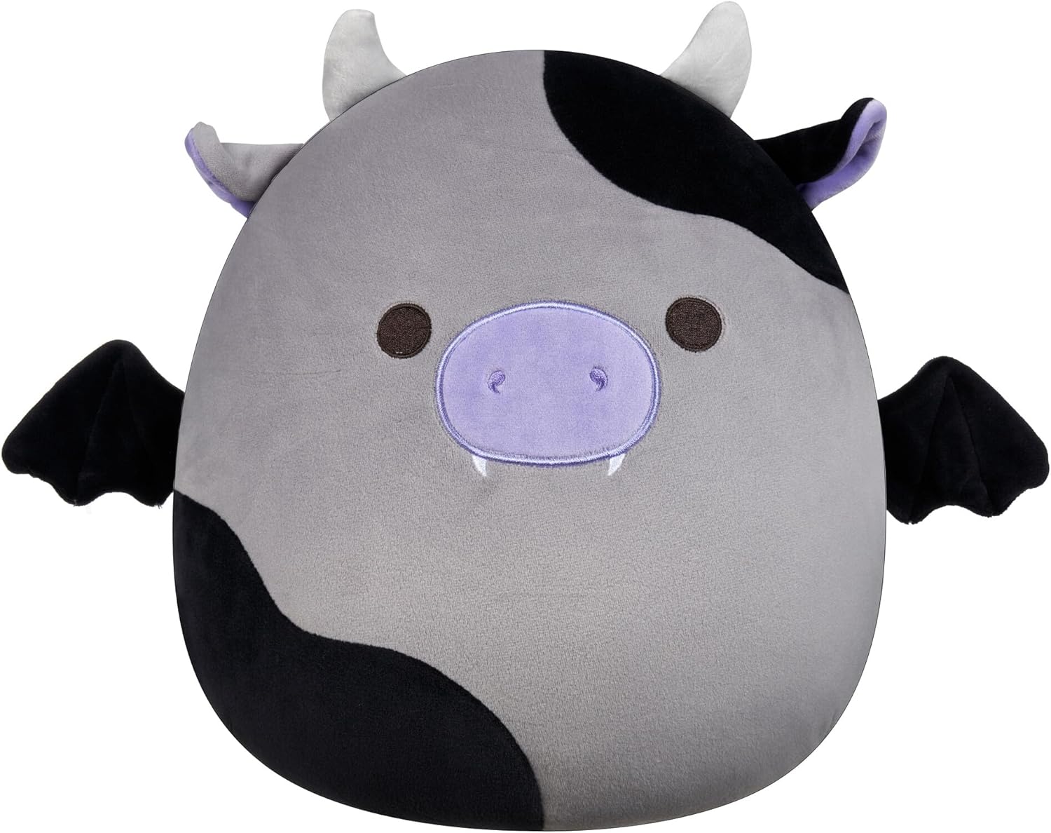 Squishmallows Original 12-Inch Bridgette Grey and Black Cow Bat - Official Jazwares Plush (Medium-Sized) Grey/Black Cow Bat