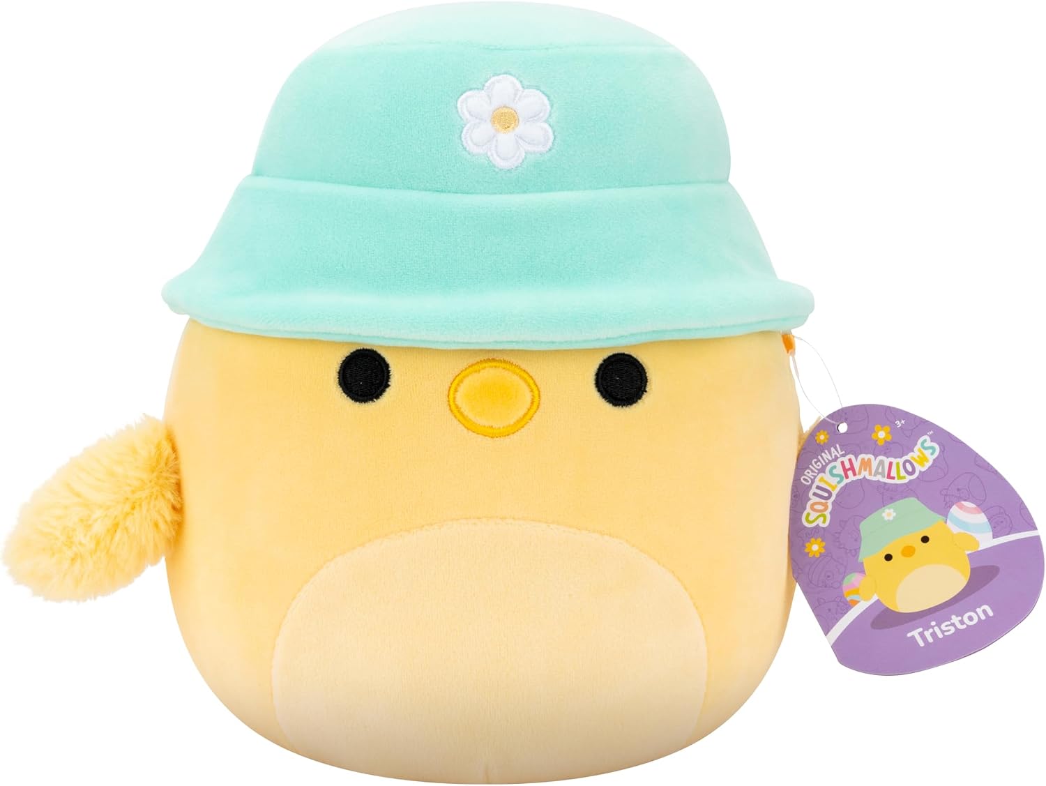 Squishmallows Original 8in Triston the Yellow Chick with Bucket Hat – Official Jazwares Easter Plush (Little)