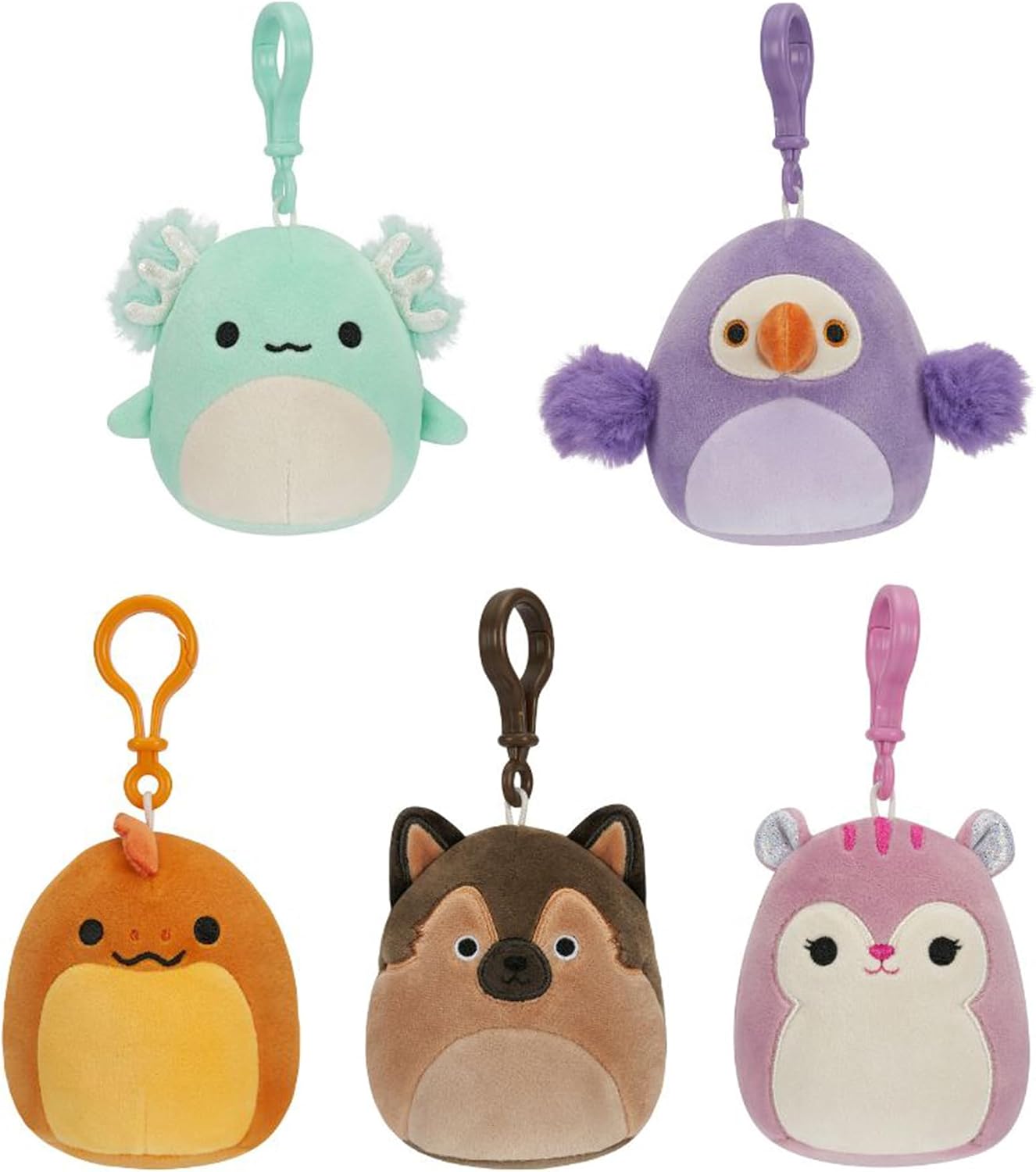 Squishmallows Original 3.5-Inch Clip-On Plush 5-Pack - Ultrasoft Official Jazwares Plush - Amazon Exclusive Light Brown