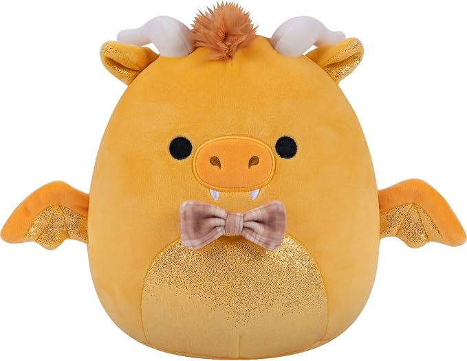 Squishmallows Original 8in Mister the Gold Dragon with Bowtie and Sparkly Belly – Official Jazwares Plush (Little)