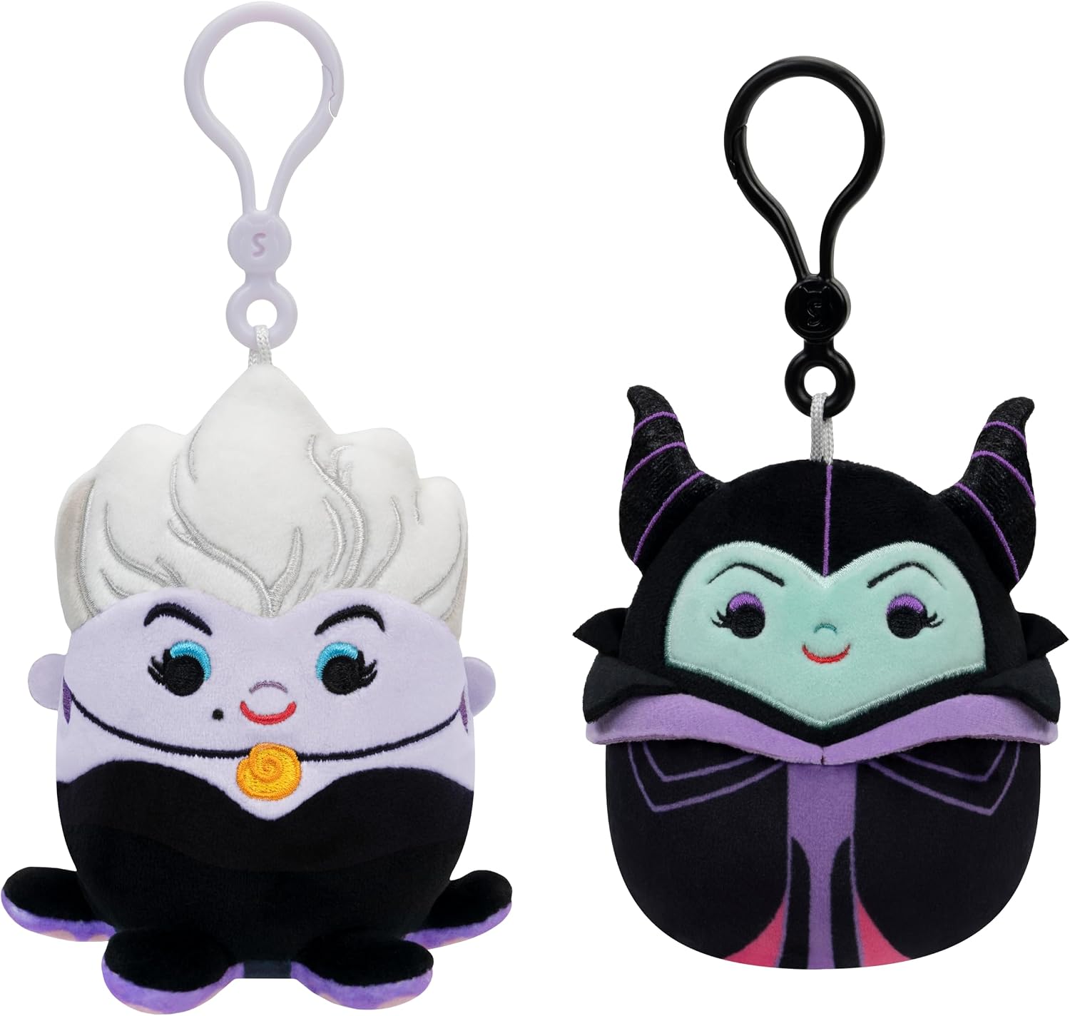 Squishmallows Original 3.5in Disney Maleficent and Ursula Clip 2-Pack – Official Jazwares Plush