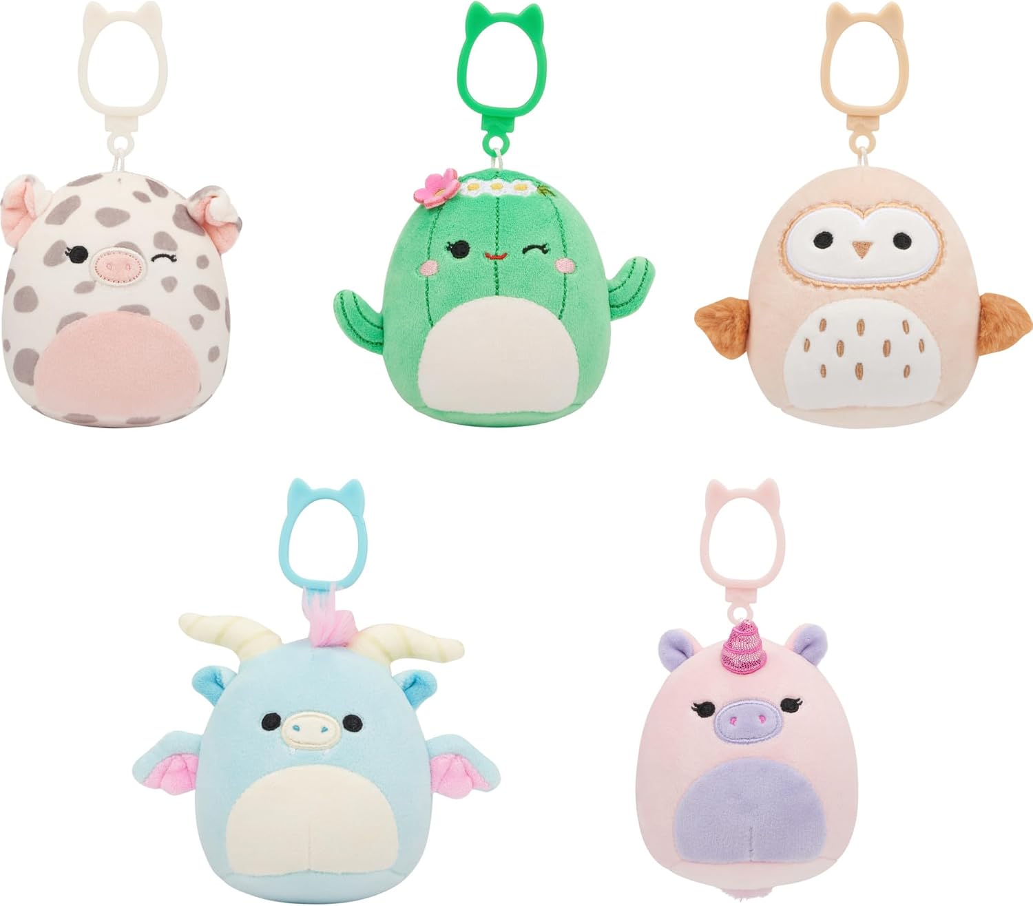 Squishmallows Original Clip 5-Pack (Byron, Hargrove, Maritza, Ruth, Rosie) – Official Jazwares Plush Clips (Amazon Exclusive)