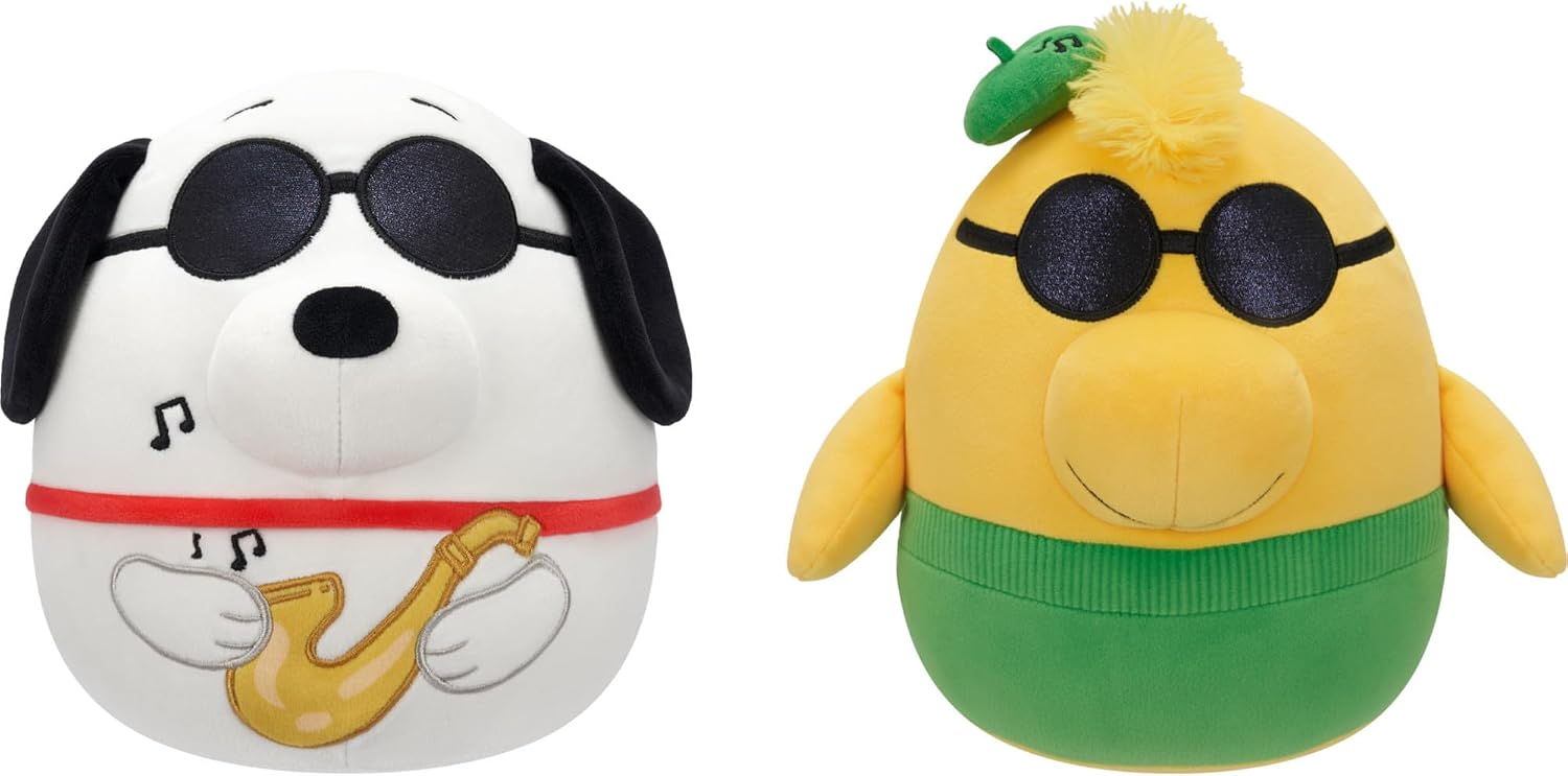 Squishmallows Original Peanuts 8in Snoopy and Woodstock Jazz Theme 2-Pack – Official Jazwares Plush (Little) Snoopy & Woodstock Jazz