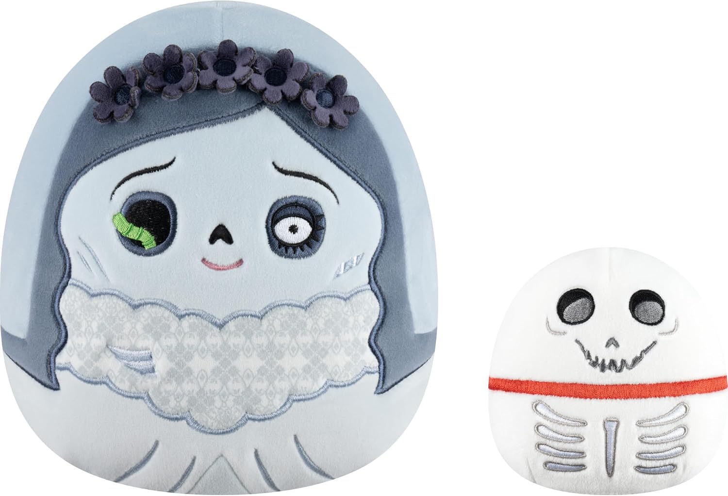 Squishmallows Original Corpse Bride 8in Emily with Worm and 4in Scraps