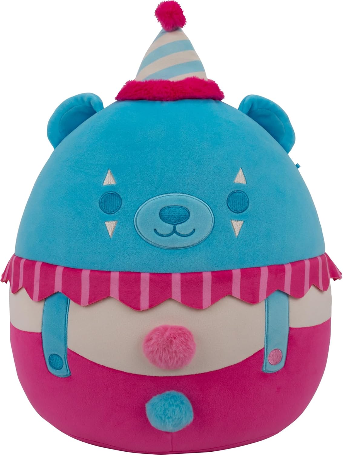 Squishmallows Original 14in Blubo the Neon Blue Bear in Pink Clown Costume – Official Jazwares Halloween Plush (Large)