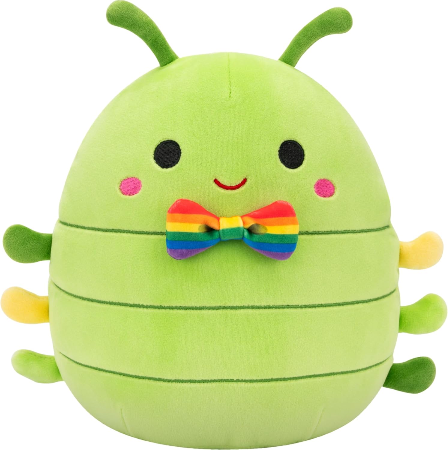 Squishmallows Original 8in Cortez the Green Caterpillar with Rainbow Bowtie – Official Jazwares Plush (Little)
