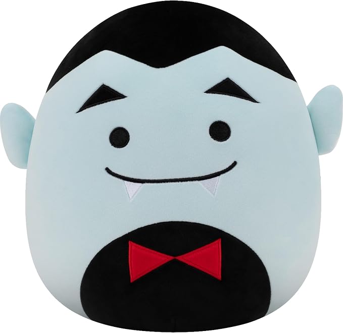 Squishmallows Original 12in Drake the Blue Vampire Bat with Red Bow Tie – Official Jazwares Halloween Plush (Medium-Sized)