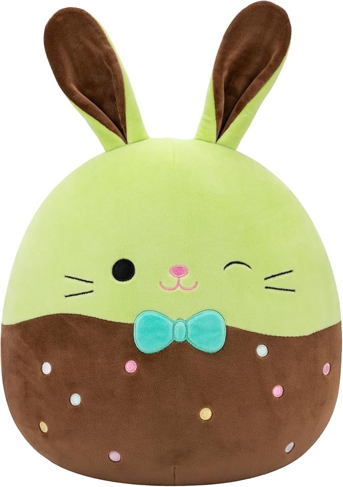 Squishmallows Original 12in Buster the Chocolate-Dipped Green Bunny Holding Chocolate Bunny – Official Jazwares Easter Plush (Medium-Sized)