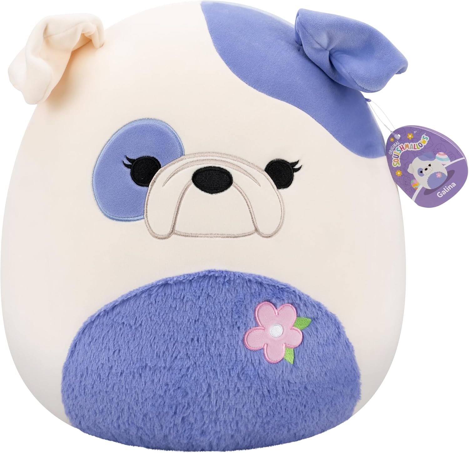 Squishmallows Original 14in Galina the Cream and Periwinkle Bulldog – Official Jazwares Easter Plush (Large)