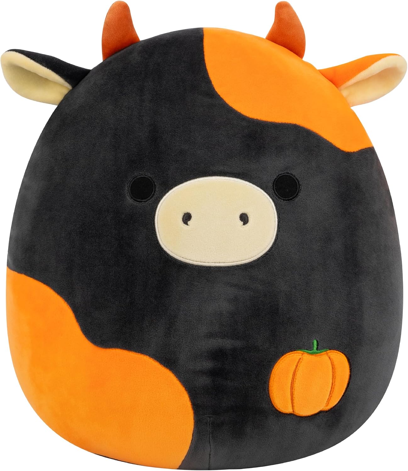 Squishmallows Original 14in Jefferson the Black and Orange Cow with Pumpkin Embroidery – Official Jazwares Halloween Plush (Large)