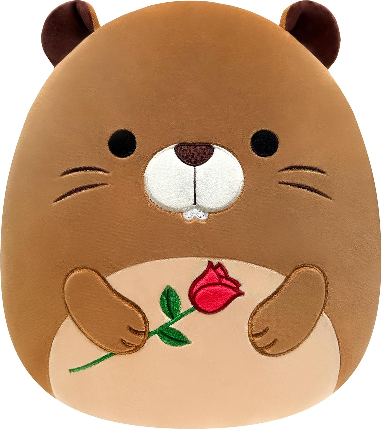 Squishmallows Original 12in Chip the Beaver Holding Rose – Official Jazwares Plush (Medium-Sized) Multicolor