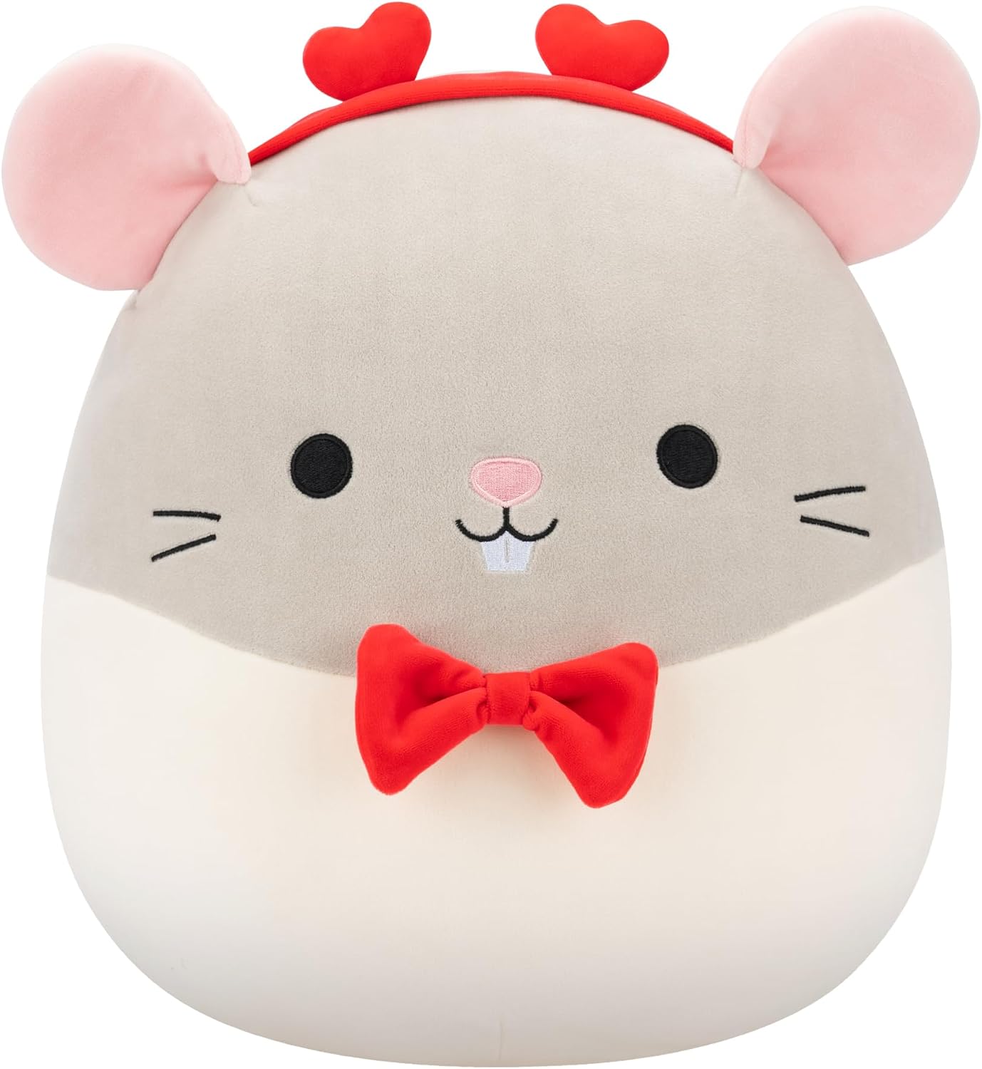 Squishmallows Original 14in Rusty the Grey Rat with Heart Headband and Bowtie – Official Jazwares Plush (Large) Grey Rat W/ Heart Headband