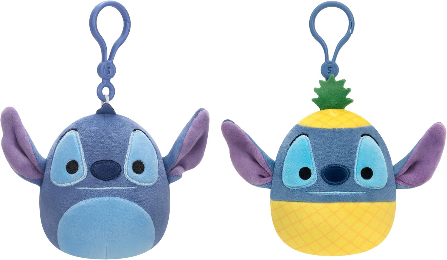 Squishmallows Original 3.5in Disney Stitch and Pineapple Stitch Clip 2-Pack – Official Jazwares Plush Multicolor