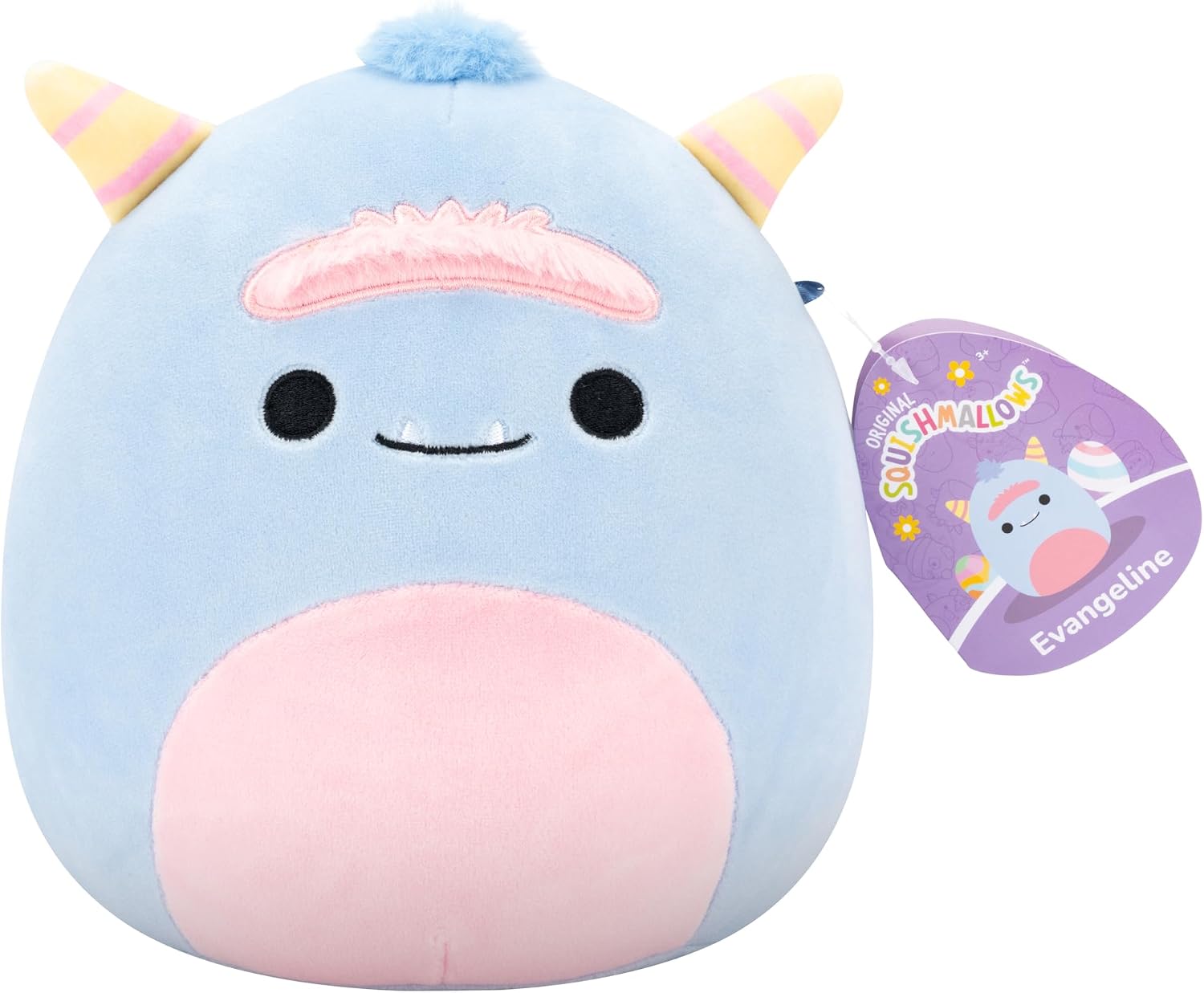 Squishmallows Original 8in Evangeline the Blue Monster – Official Jazwares Easter Plush (Little)