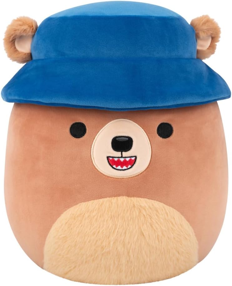 Squishmallows Original 12in Stokely the Brown Kodiak Bear with Fuzzy Belly and Bucket Hat – Official Jazwares Plush (Medium-Sized)