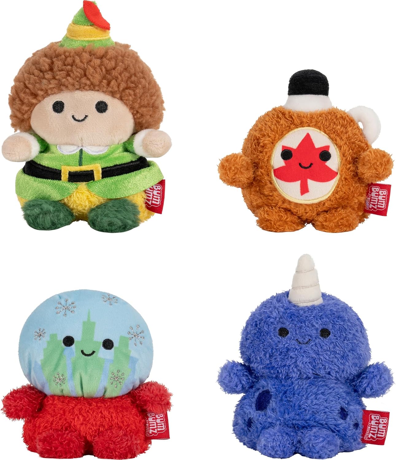 BumBumz 4.5" Elf Movie 4-Pk - Buddy, Maple Syrup, Snowglobe & Narwhal