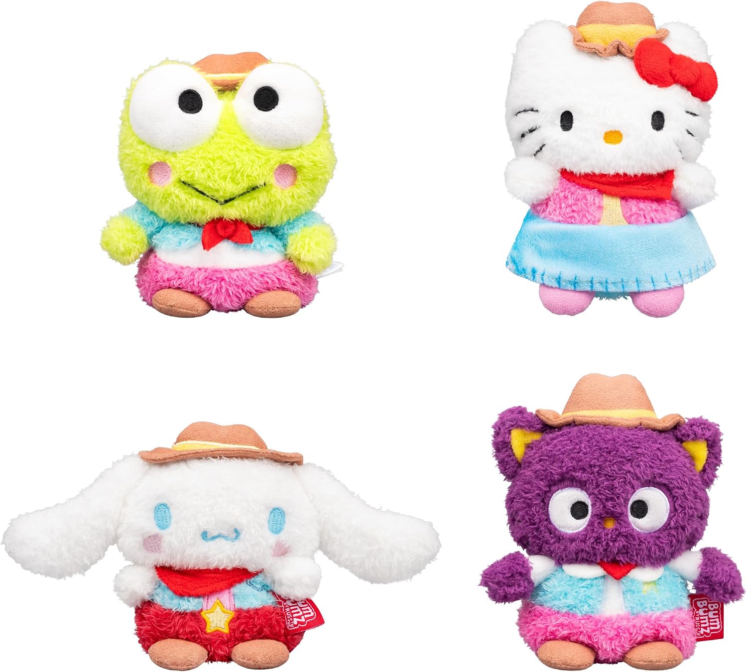 BumBumz 4.5-inch Hello Kitty® and Friends CowgirlBumz - Hello Kitty®, Cinnamoroll™, Chococat™, & Keroppi™ - Makers of Original Squishmallows - 3+