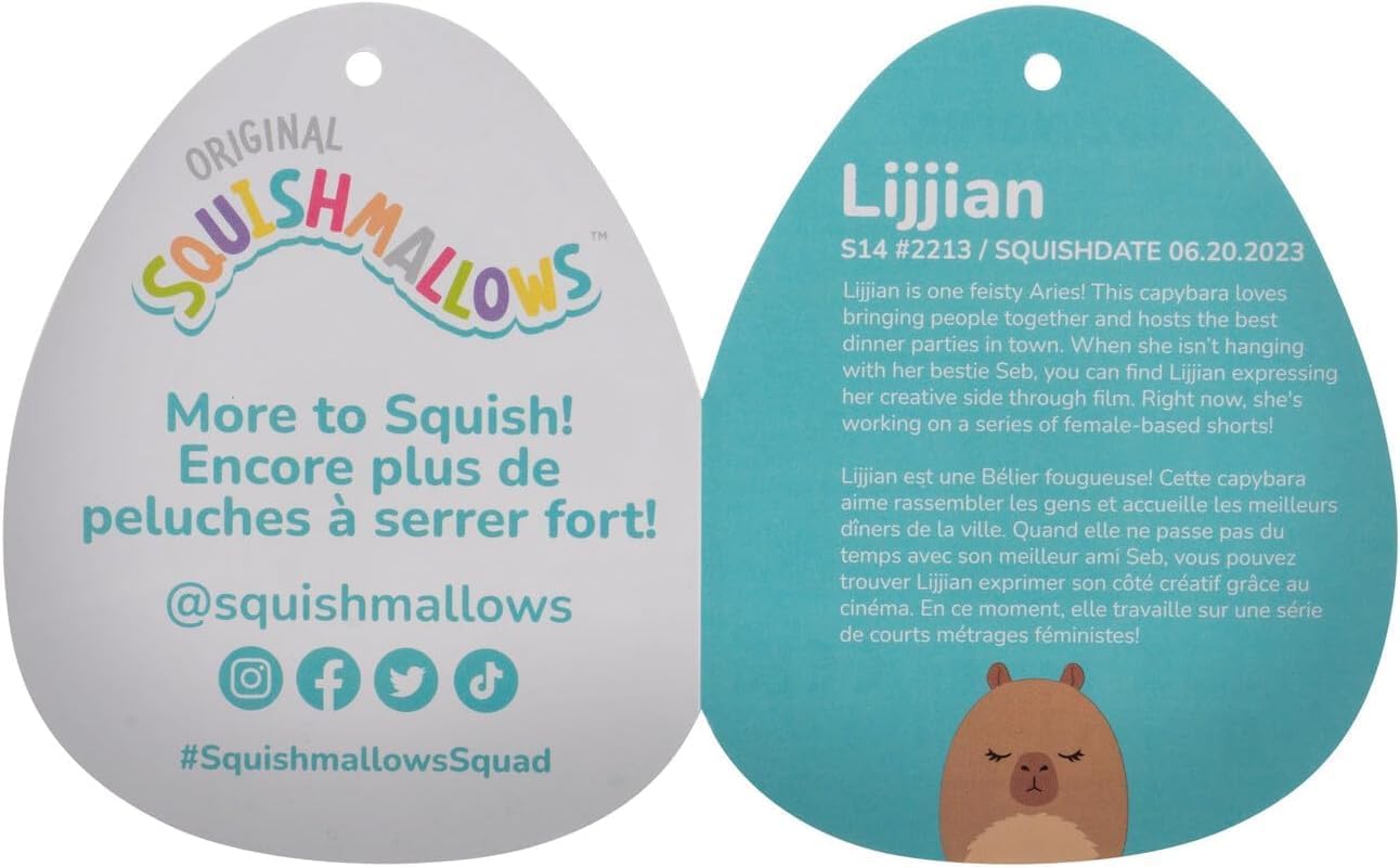 Squishmallows Original 14-Inch Lijjian Brown Capybara - Official Jazwares Large Plush